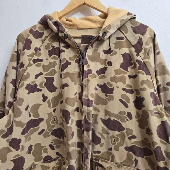 Fredericks Rainwear Mens Vtg 70s Streetwear Camo Outdoor Hunting Hooded Coat L - Picture 2 of 11